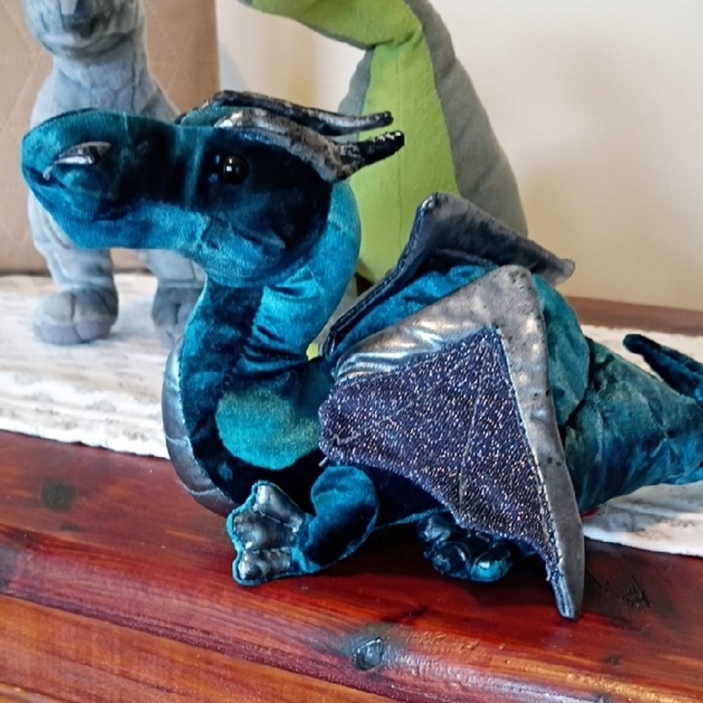 Blue and Green Stuffed Dinosaur Toy - Picture 6 of 11